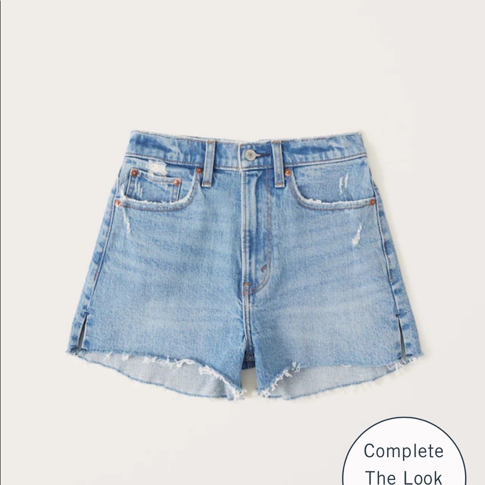 Abercrombie & Fitch high rise mom shorts in medium light wash